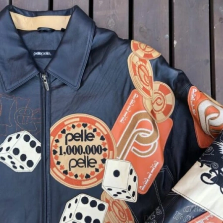 Pelle Pelle Dice And Card Black Leather Jacket view 3