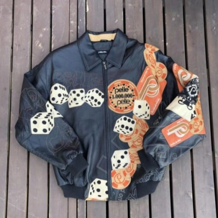 Pelle Pelle Dice And Card Black Leather Jacket view 2