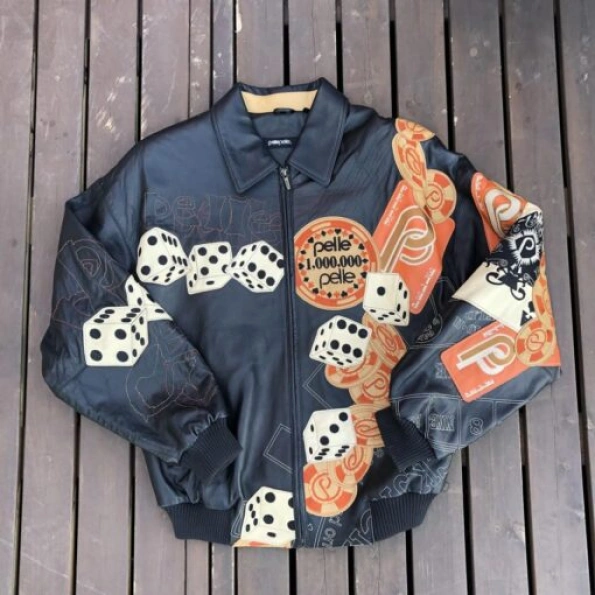 Pelle Pelle Dice And Card Black Leather Jacket view 2
