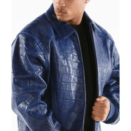 Pelle Pelle Dark Blue Croc Leather Jacket | Men Jacket