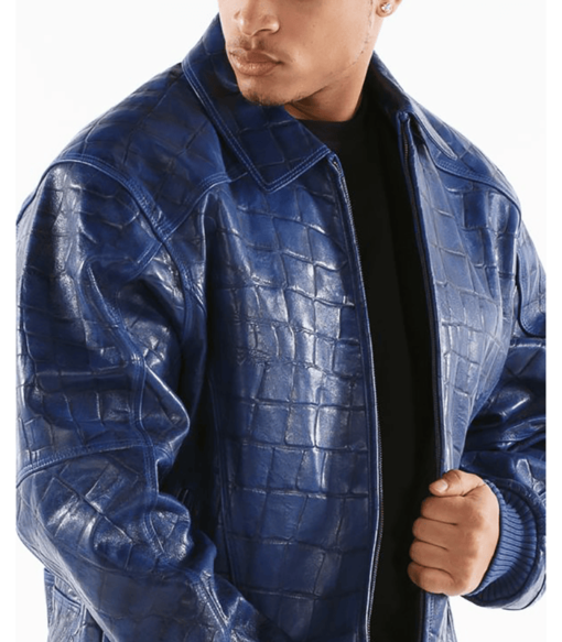 Pelle Pelle Dark Blue Croc Leather Jacket | Men Jacket