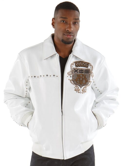 Pelle Pelle Men Emblem MB Leather Jacket | White Jacket