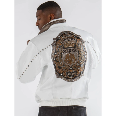 Pelle Pelle Men Emblem MB Leather Jacket | White Jacket view 2