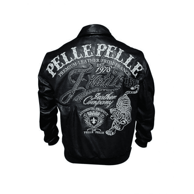 Pelle Pelle Black Exotic Tiger Leather Jacket | MB Jacket view 2