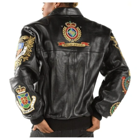 Pelle Pelle Men Black Patched Leather Jacket | MB Jacket view 2
