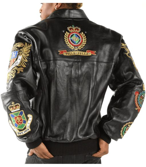 Pelle Pelle Men Black Patched Leather Jacket | MB Jacket view 2
