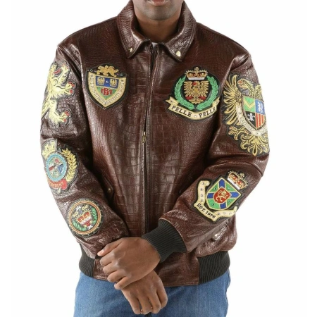 Pelle Pelle Men Brown Patched Leather Jacket | MB Jacket view 2