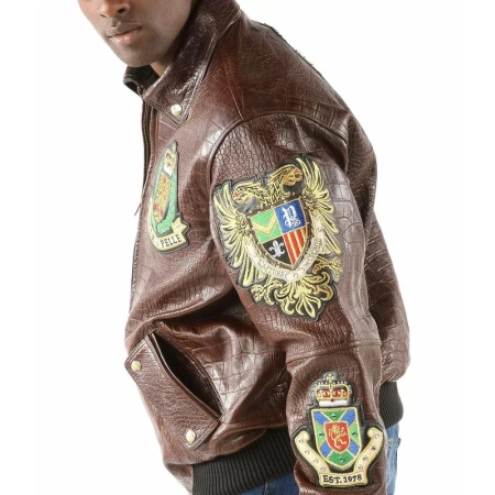 Pelle Pelle Men Brown Patched Leather Jacket | MB Jacket