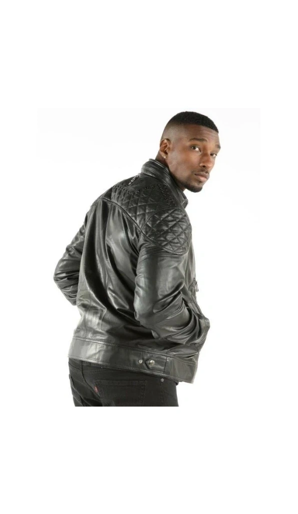Pelle Pelle Men Biker Quilted Leather Jacket | Black Jacket