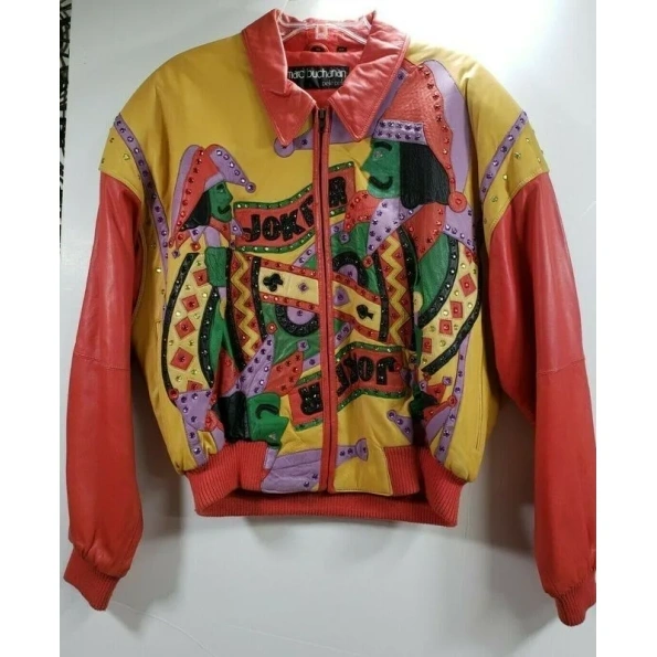 Pelle Pelle Red Yellow Studs Leather Jacket | Men & Women view 1