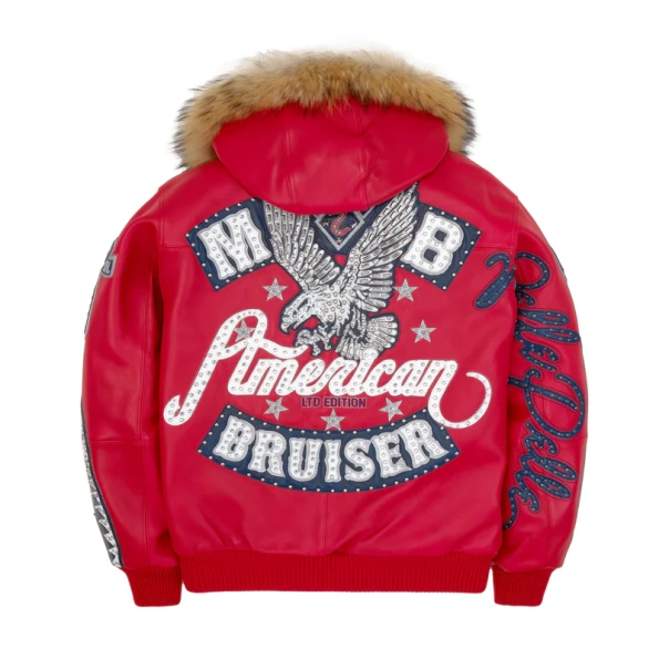 Pelle Pelle American Bruiser Fur Hood Jacket | Red Jacket view 1