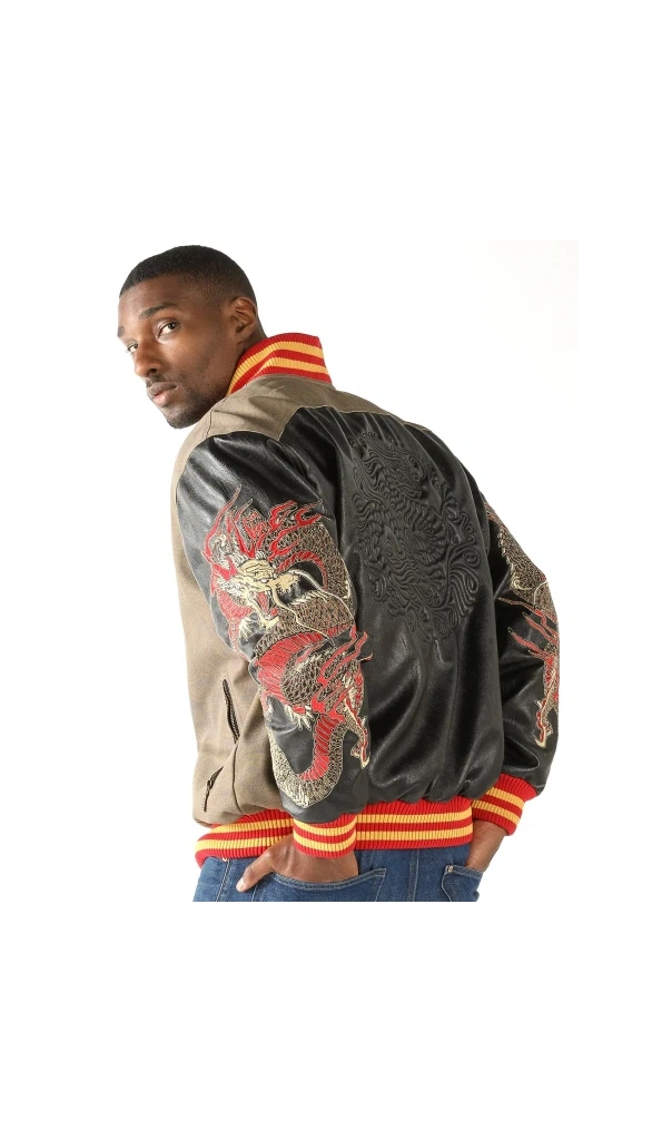 Pelle Pelle Men Black And Brown Varsity Jacket