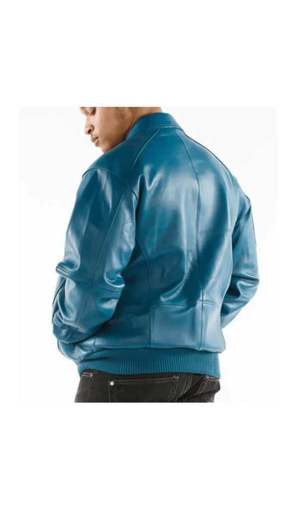 Pelle Pelle Men Aqua Blue Leather Jacket | Bomber Jacket