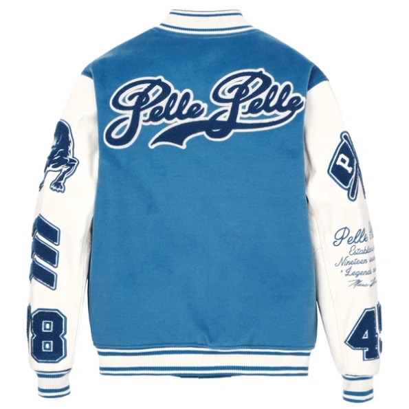 Pelle Pelle MB Blue And White Varsity Jacket | Wool Jacket view 1