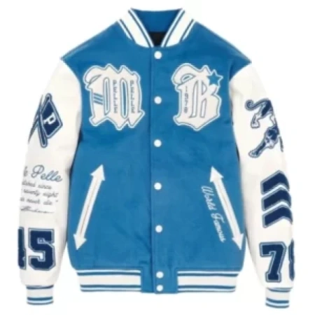 Pelle Pelle MB Blue And White Varsity Jacket | Wool Jacket view 2