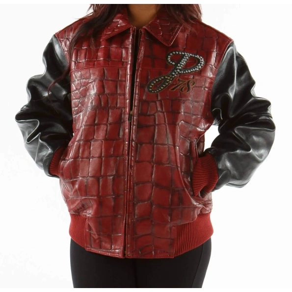 Pelle Pelle Red Exotic Croc Leather Jacket | Women Jacket