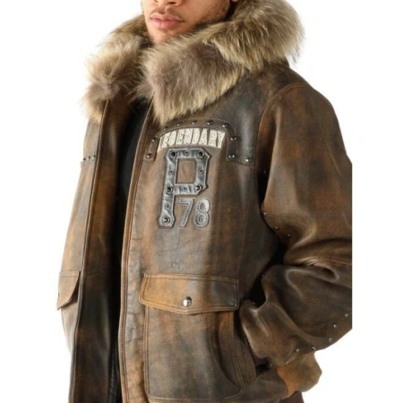 Pelle Pelle Brown Legendary Fur Hood Jacket | Leather Jacket view 2