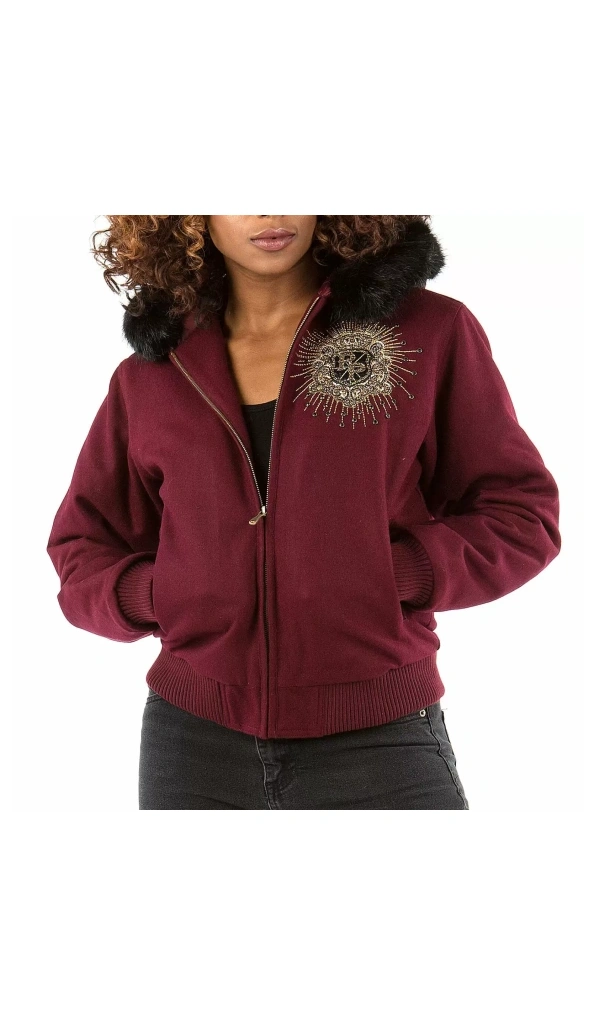 Pelle Pelle Maroon Crest MB Wool Jacket | Women Jacket