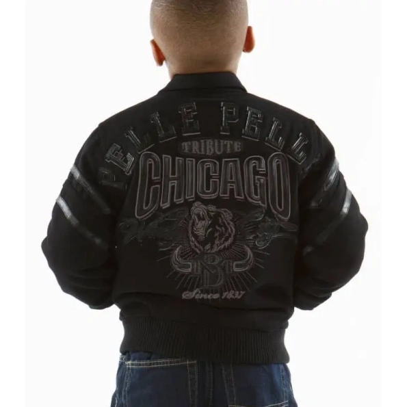 Pelle Pelle Black Tribute Chicago Kids Jacket | Wool Jacket view 2