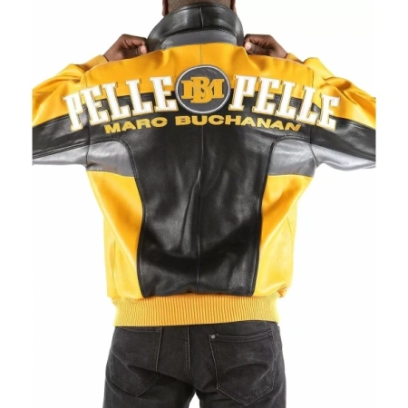 Pelle Pelle Men Yellow Bomber Leather Jacket | MB Jacket view 2
