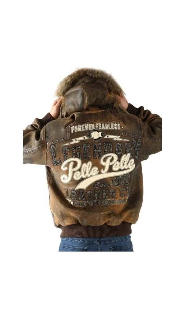 Pelle Pelle Brown Legendary Fur Hood Jacket | Leather Jacket