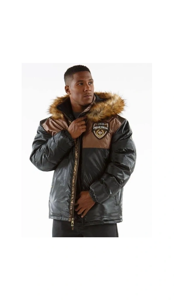 Pelle Pelle Men Brown Fur Hood Puffer Jacket | MB Jacket
