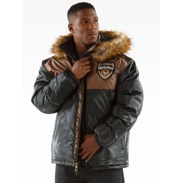 Pelle Pelle Men Brown Fur Hood Puffer Jacket | MB Jacket