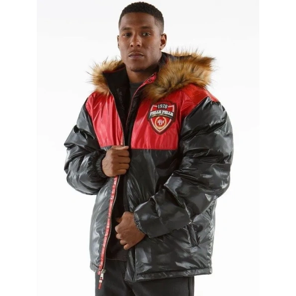 Pelle Pelle Men Red Fur Hood Puffer Jacket | MB Jacket