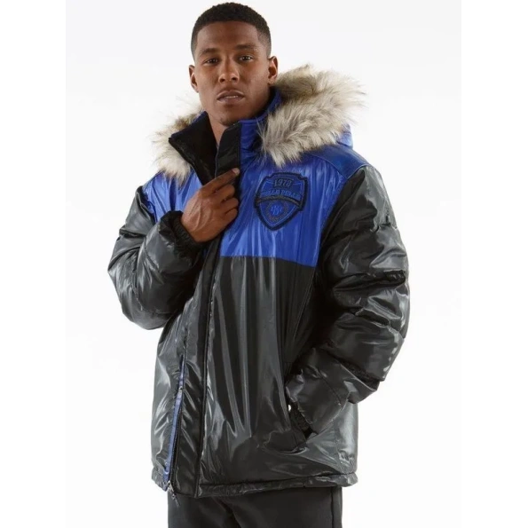 Pelle Pelle Men Blue Fur Hood Puffer Jacket | MB Jacket