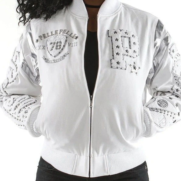 Pelle Pelle Women White Wool Jacket | Patched Jacket view 2