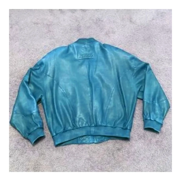 Pelle Pelle Turquoise Bomber Leather Jacket | MB Jacket view 2