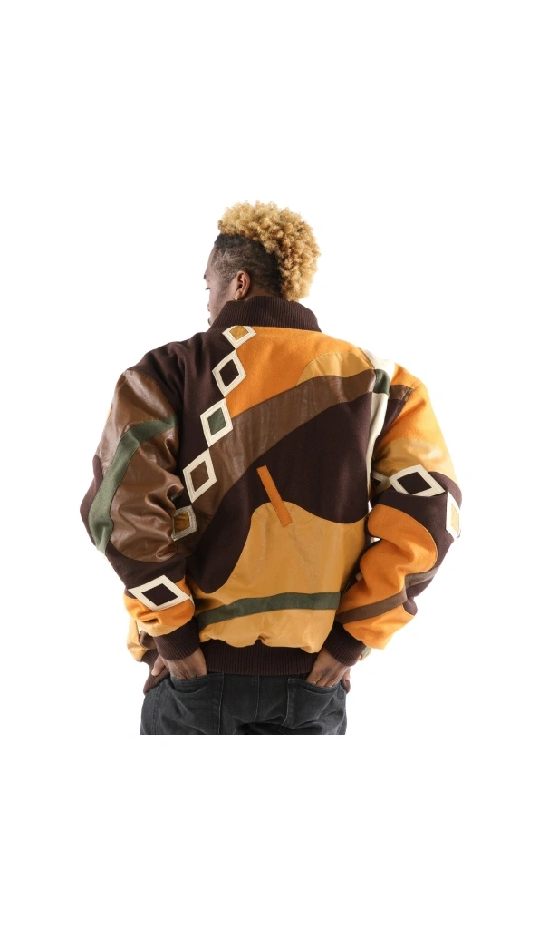 Pelle Pelle Men Yellow Abstract Leather Jacket