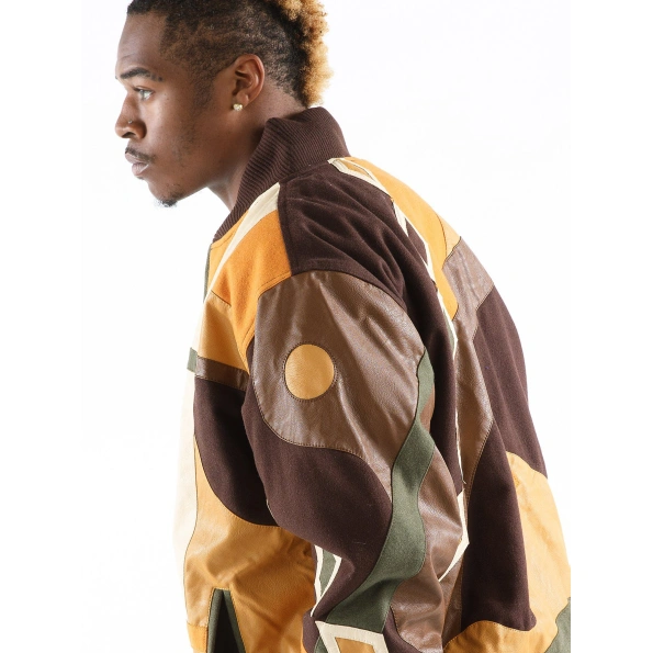 Pelle Pelle Men Yellow Abstract Leather Jacket view 2