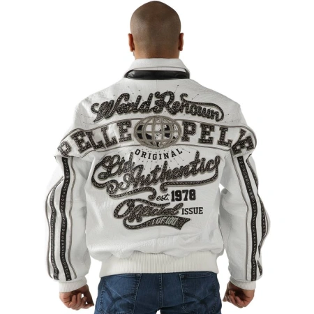 Pelle Pelle Men White Croc Leather Jacket | World Renown view 2