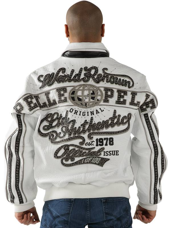 Pelle Pelle Men White Croc Leather Jacket | World Renown view 2