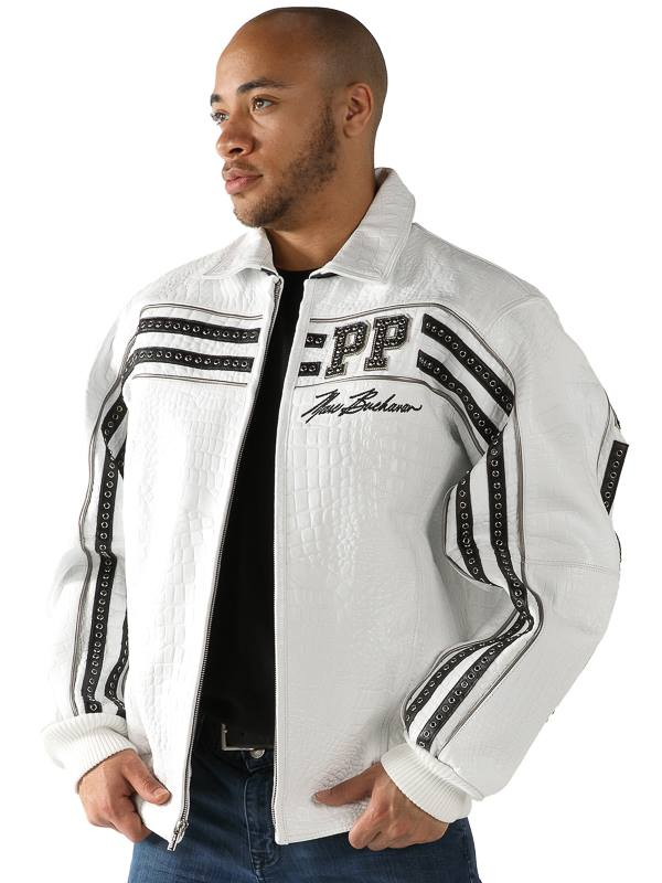 Pelle Pelle Men White Croc Leather Jacket | World Renown