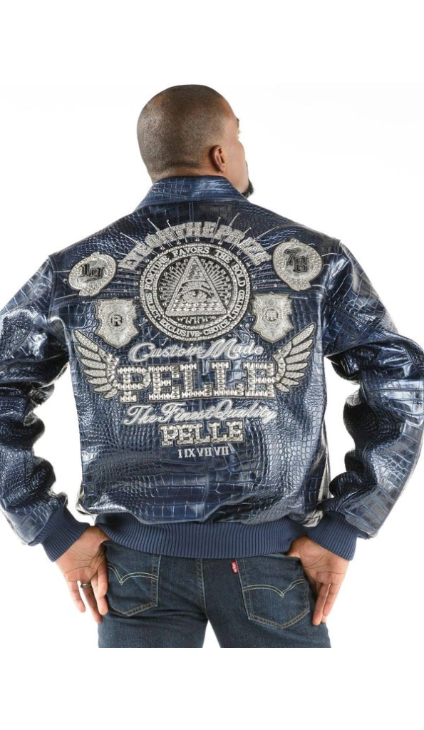 Pelle Pelle Men Blue Croc Leather Jacket | Eye On The Prize