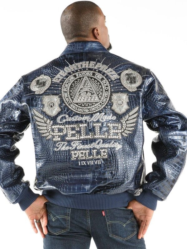 Pelle Pelle Men Blue Croc Leather Jacket | Eye On The Prize