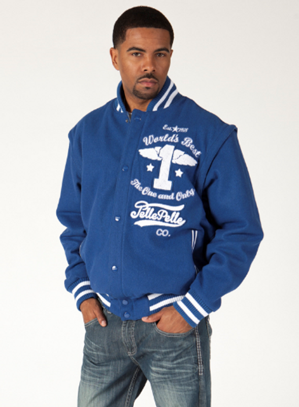 Pelle Pelle Blue World Best Men Varsity Jacket | Wool Jacket