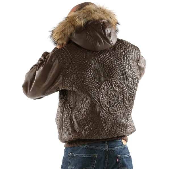 Pelle Pelle Encrusted Brown Fur Hood Jacket | Men Jacket