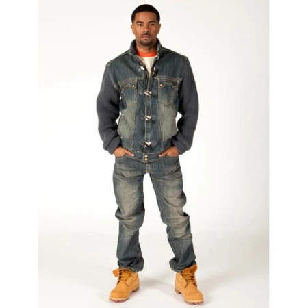 Pelle Pelle Men Blue Wool Denim Jacket view 1