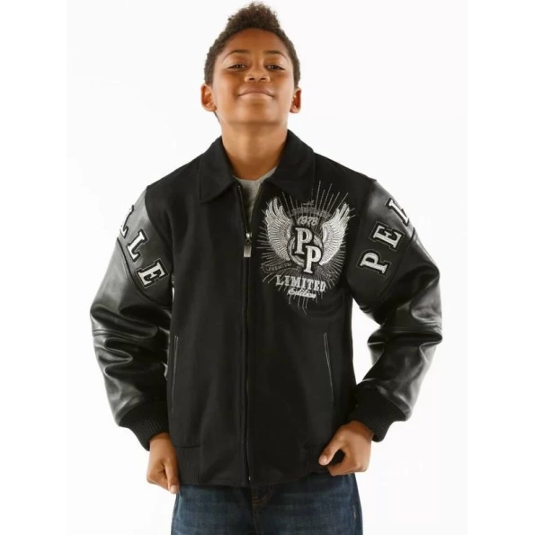 Pelle Pelle Kids Black Wool Leather Jacket | Limited Edition