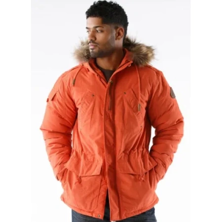 Pelle Pelle Orange Fur Hood Long Coat view 2