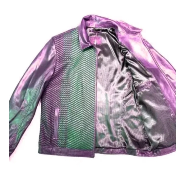 Pelle Pelle Pink Weaved Leather Jacket view 3