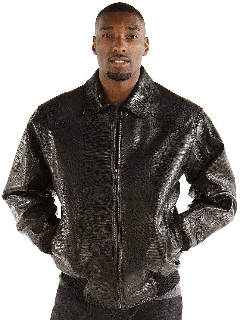 Pelle Pelle Men Plain Crocodile Leather Jacket