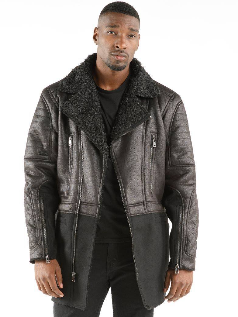Pelle Pelle Black Men Leather Long Coat