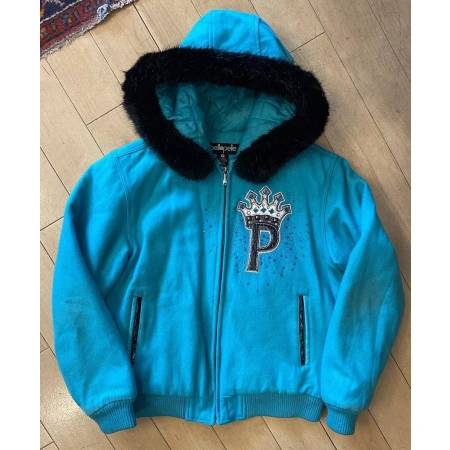 Pelle Pelle Blue Princess Fur Hood Wool Jacket | MB Jacket