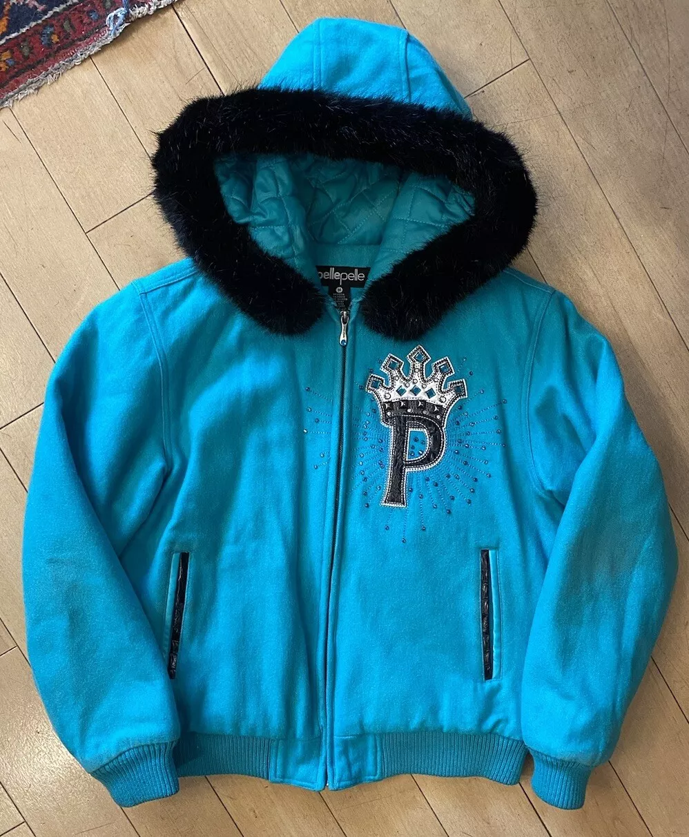 Pelle Pelle Blue Princess Fur Hood Wool Jacket | MB Jacket