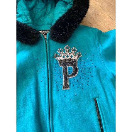 Pelle Pelle Blue Princess Fur Hood Wool Jacket | MB Jacket view 3