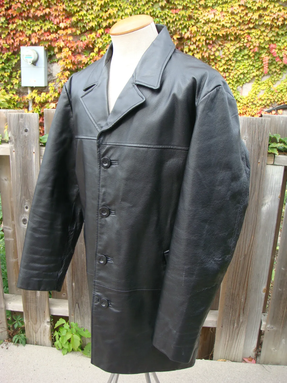 Pelle Pelle Black Genuine Leather Long Coat